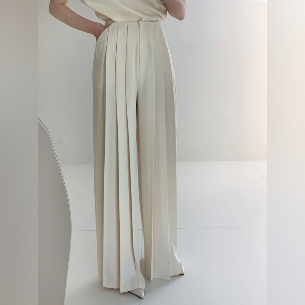 Commense Cream Wide-Leg Pants
